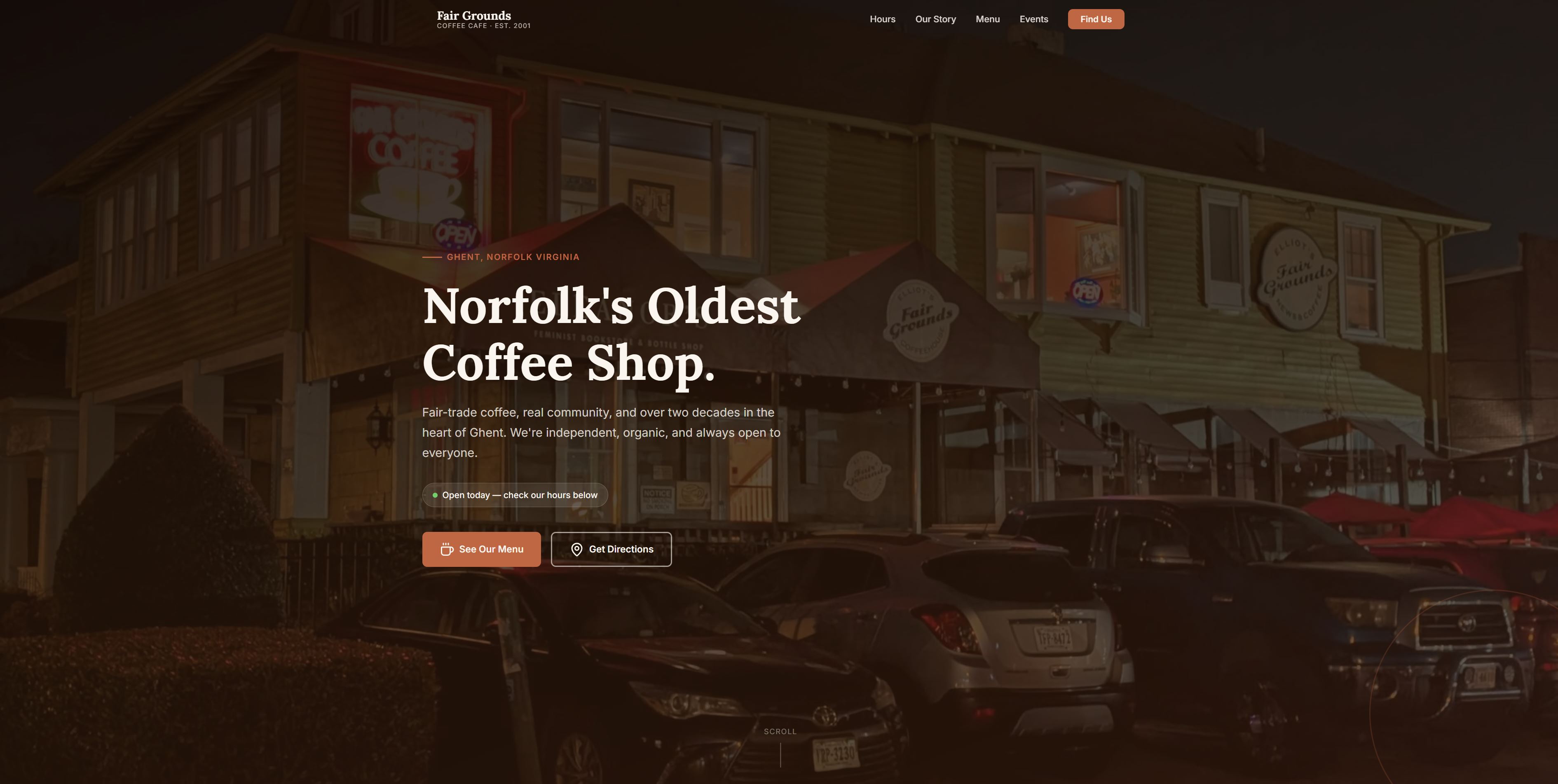 Fairgrounds Cafe website screenshot